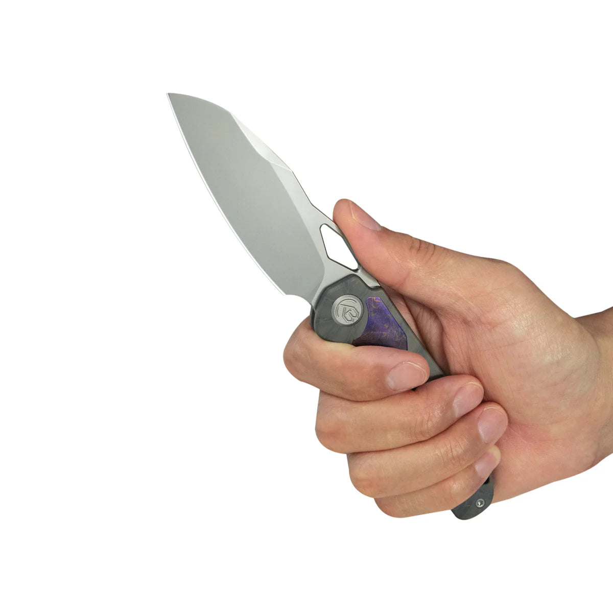 KB Sudden Frame Lock Pocket Folding Knife Flame Titanium w/ Timascus Inlays 3.46'' Beadblast 20CV Blade KB385B