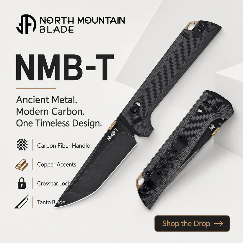 North Mountain Blade Chop2 2406-CF-D2BK Crossbar Lock Knife D2 Steel Japanese-style tactical folding knife