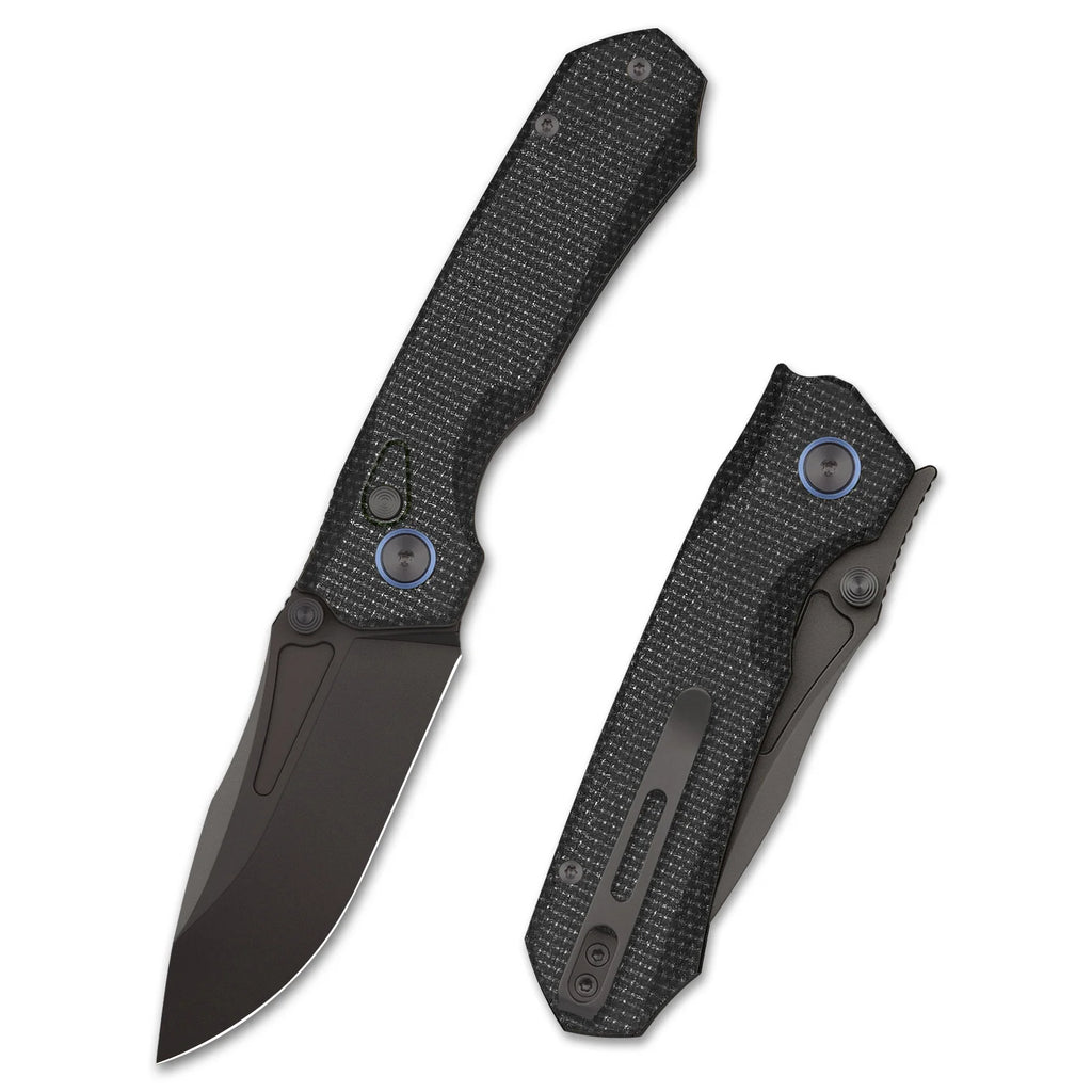 REMETTE Rhino Button Liner Lock Knife 14C28N Blade Black Non-slip Handle Micarta Knife Rhino-MC319B