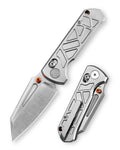 Trivisa Skarn Crossbar Lock EDC Folding Pocket Knife,2.9'' M390 Steel Blade, Titanium Handle