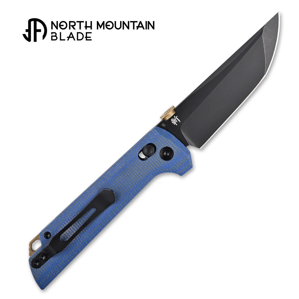 North Mountain Blade Blue Crossbar Lock Knife D2 Steel Japanese-style tactical folding knife 2406-BLMCT-D2BK