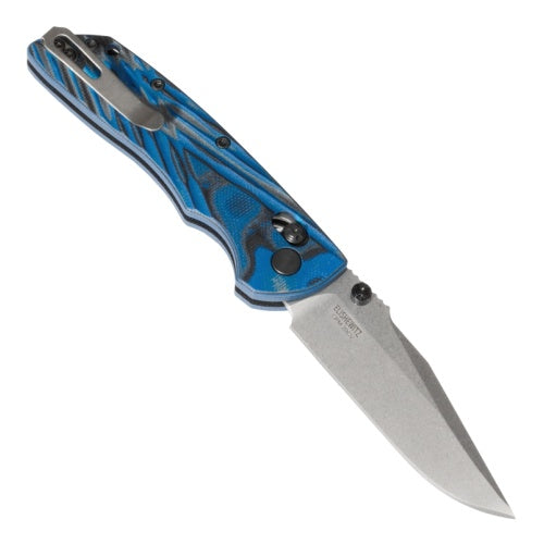 Hogue Deka Manual Folder 3.25" Clip Point Blade - Stone Tumbled G-Mascus Blue G10 Frame