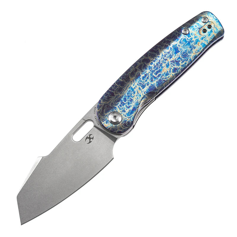 KANSEPT Orlok Thumb Hole Titanium with Lightning Strike Finish(3.03" CPM S35VN) Terry Cour II Design- K2111A3