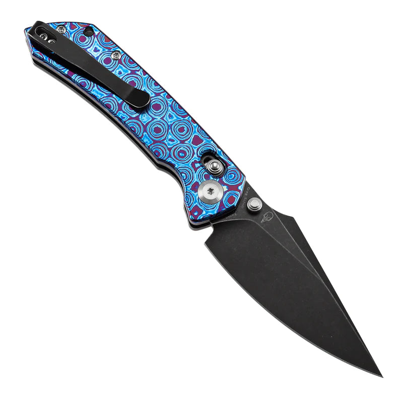 KANSEPT Fenrir Crossbar Lock Knife Timascus Handle (3.48'' CPM S35VN Blade) Greg Schob Design - K1034V6