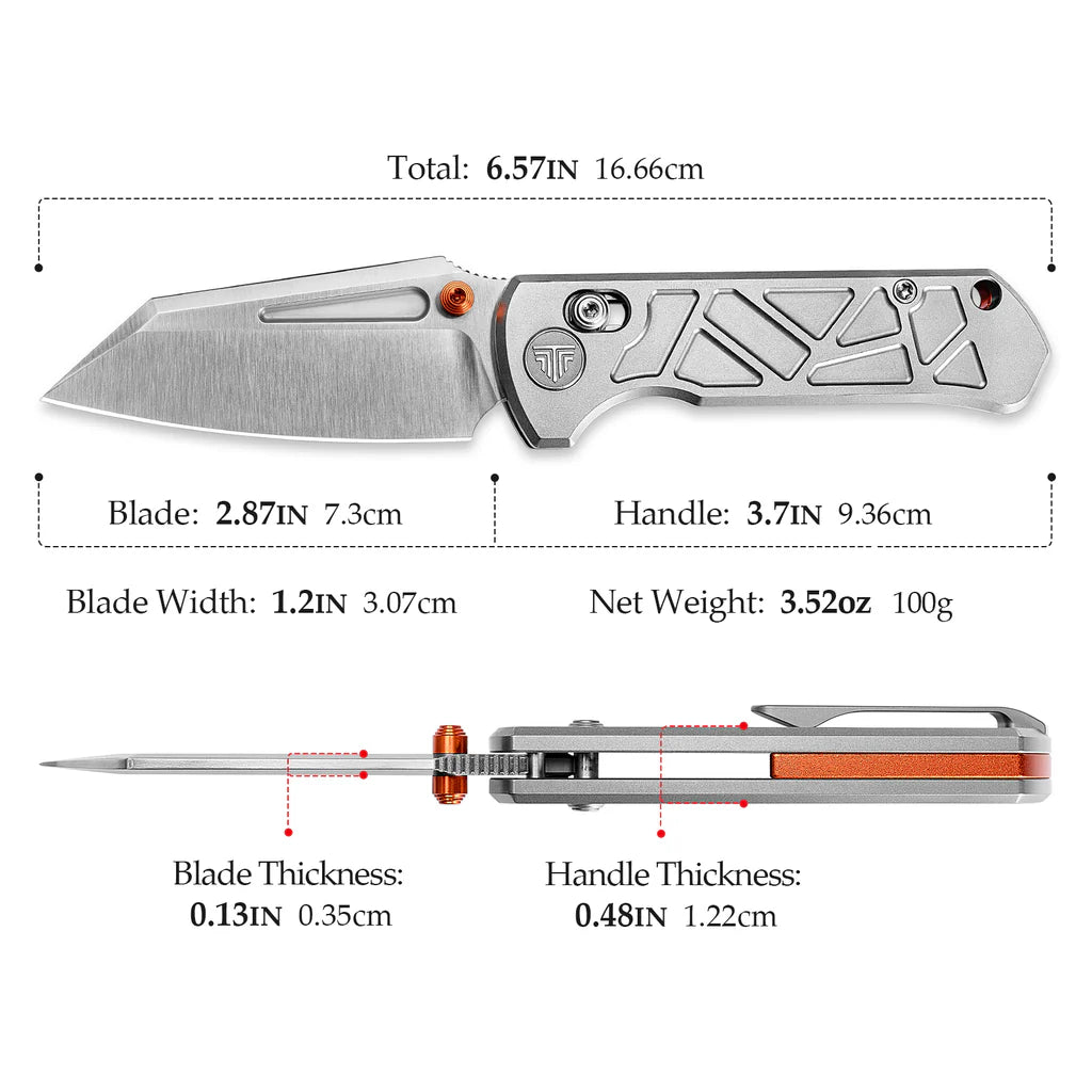 Trivisa Skarn Crossbar Lock EDC Folding Pocket Knife,2.9'' M390 Steel Blade, Titanium Handle