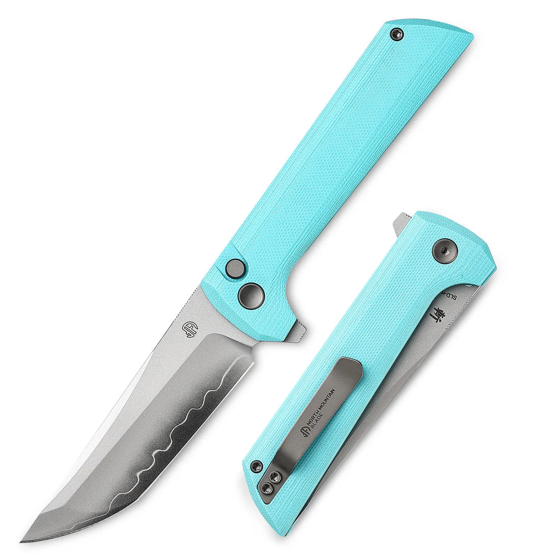 North Mountain Blade Chop2 2405‑SB Sky Blue G10 Real SAN MAI SLD‑Magic Japanese TANTO style tactical folding knife