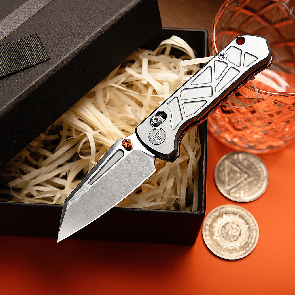Trivisa Skarn Crossbar Lock EDC Folding Pocket Knife,2.9'' M390 Steel Blade, Titanium Handle