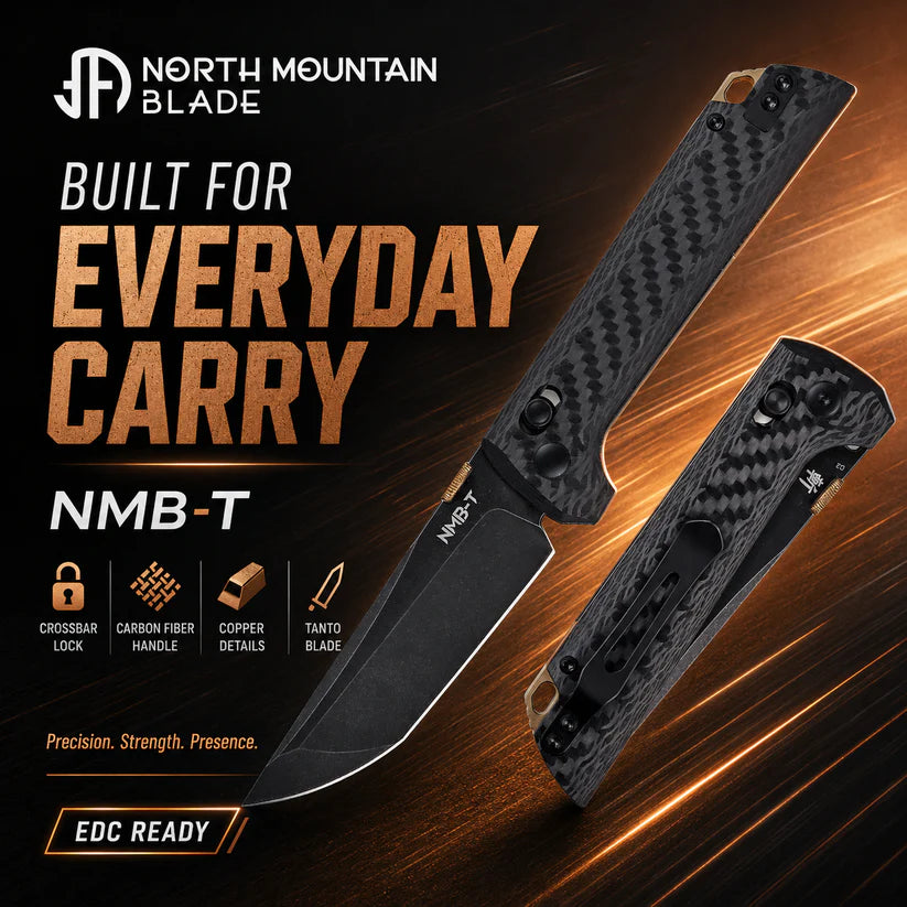 North Mountain Blade Chop2 2406-CF-D2BK Crossbar Lock Knife D2 Steel Japanese-style tactical folding knife