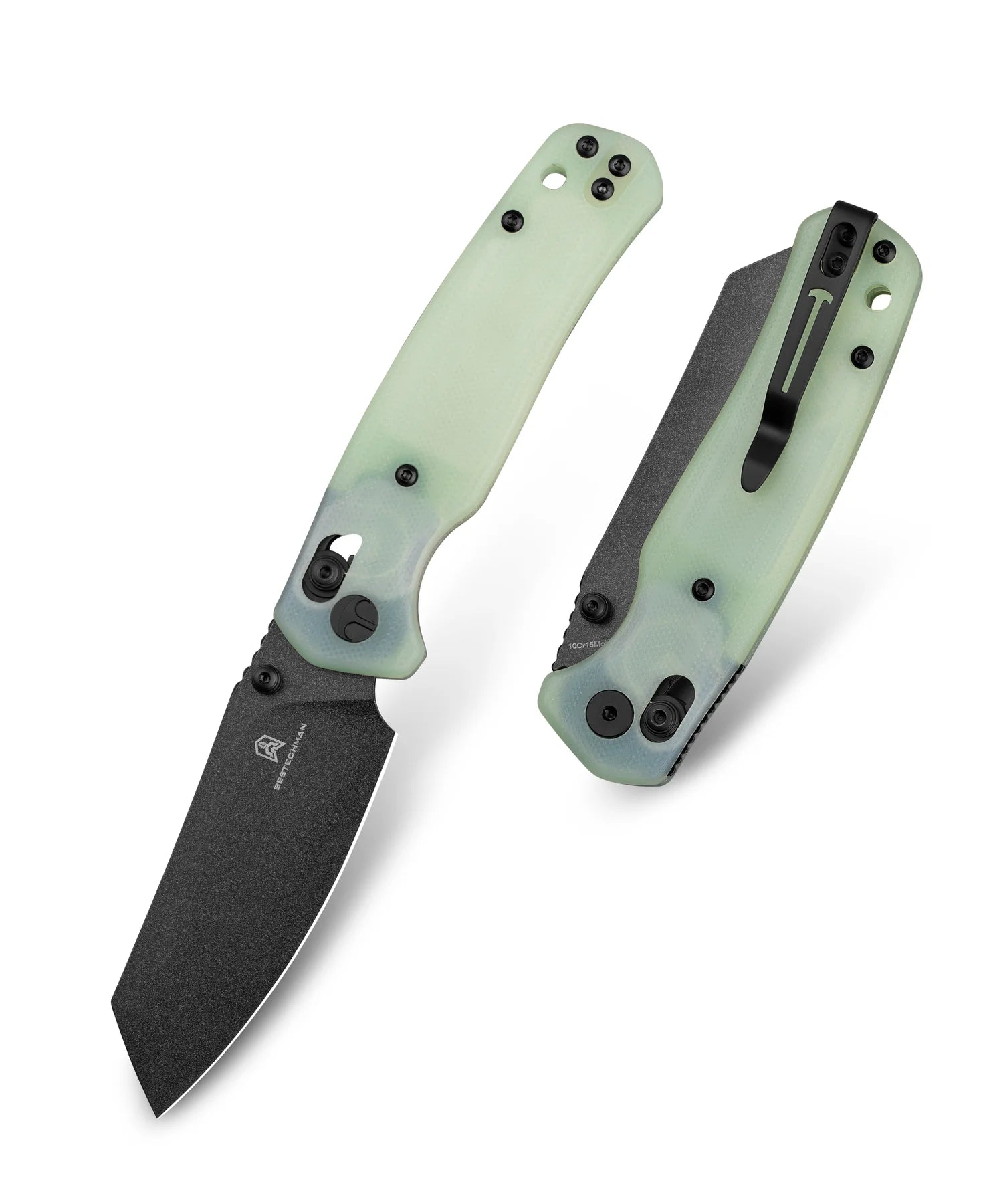 BESTECHMAN Cicada’s Wing BMK06A — 3.15″ 10Cr15MoV Blade, Jade G10 Scales, B‑Lock Folding Knife