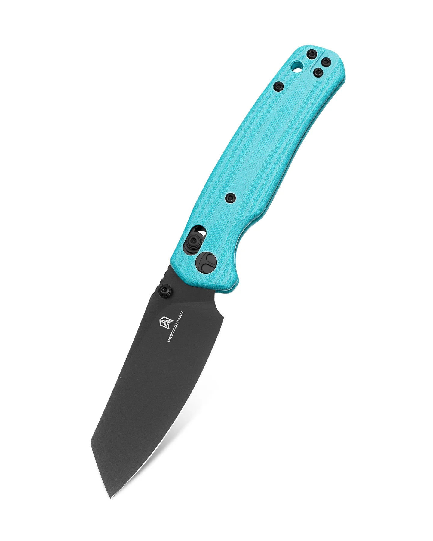 BESTECHMAN Cicada’s Wing BMK06J – 3.15″ 10Cr15MoV Blade, Light Blue G10 Scales, B‑Lock Folding Knife