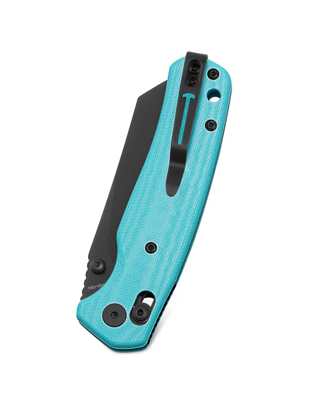 BESTECHMAN Cicada’s Wing BMK06J – 3.15″ 10Cr15MoV Blade, Light Blue G10 Scales, B‑Lock Folding Knife