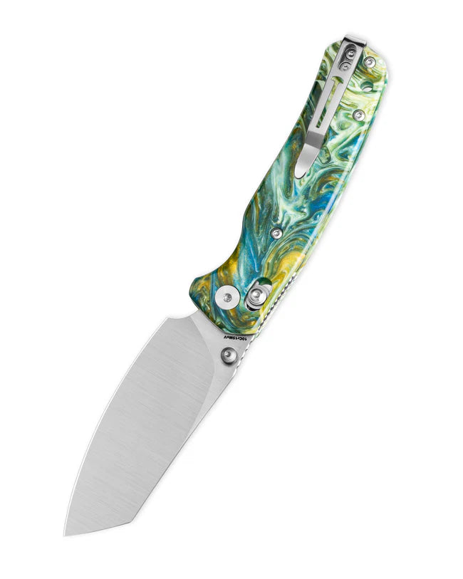 BESTECHMAN Cicada’s Wing BMK06P – 3.15″ 10Cr15MoV Blade, Resin Scales, B‑Lock Folding Knife