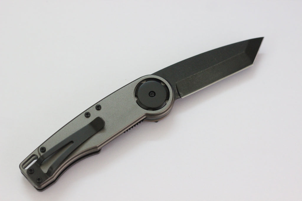 Mantis Gear Head 2026 T EDC — 440C Stainless Steel Tanto Blade, Stonewashed 6061 Aluminum Handles, Liner Lock Folding Knife