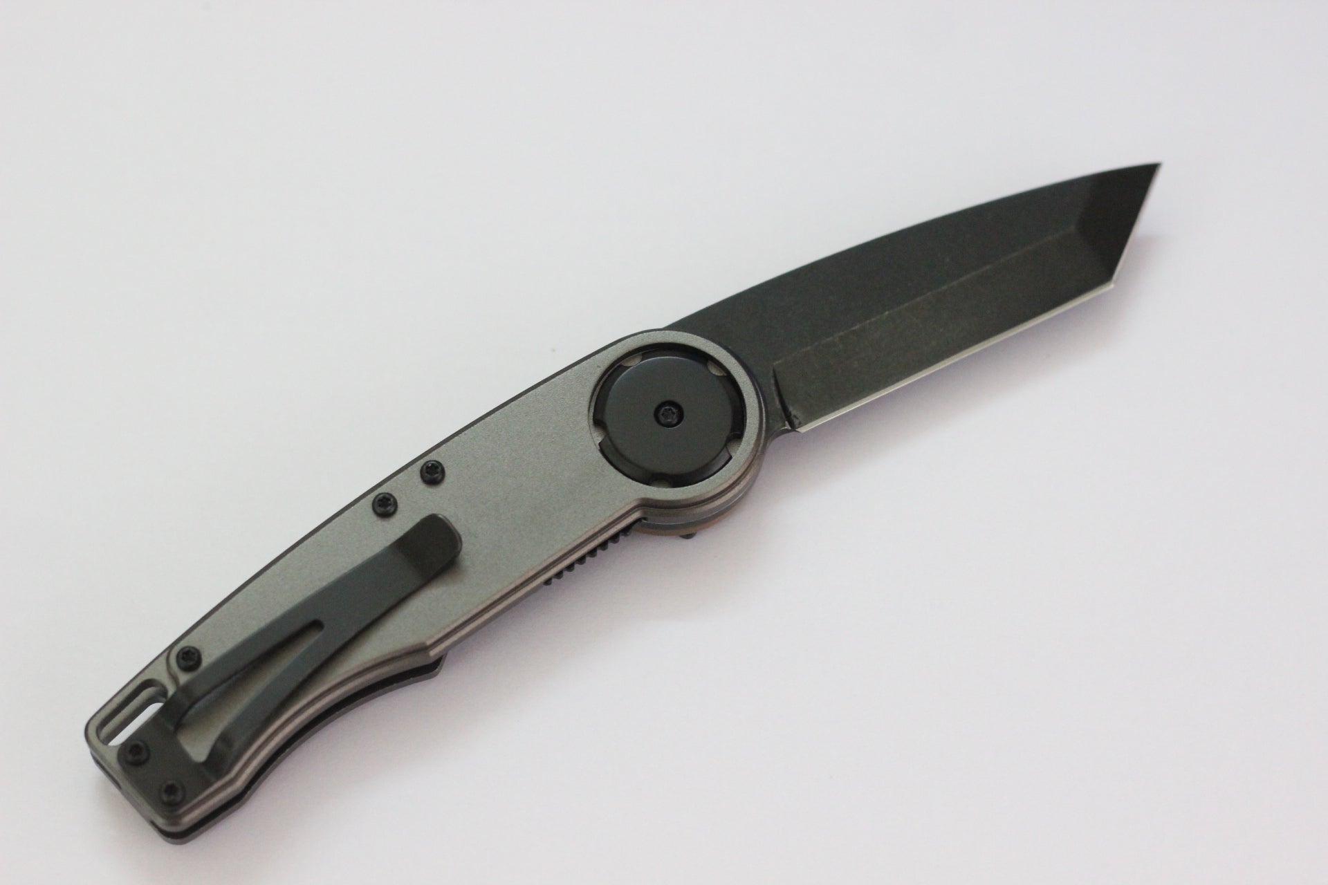 Mantis Gear Head 2026 T EDC — 440C Stainless Steel Tanto Blade, Stonewashed 6061 Aluminum Handles, Liner Lock Folding Knife