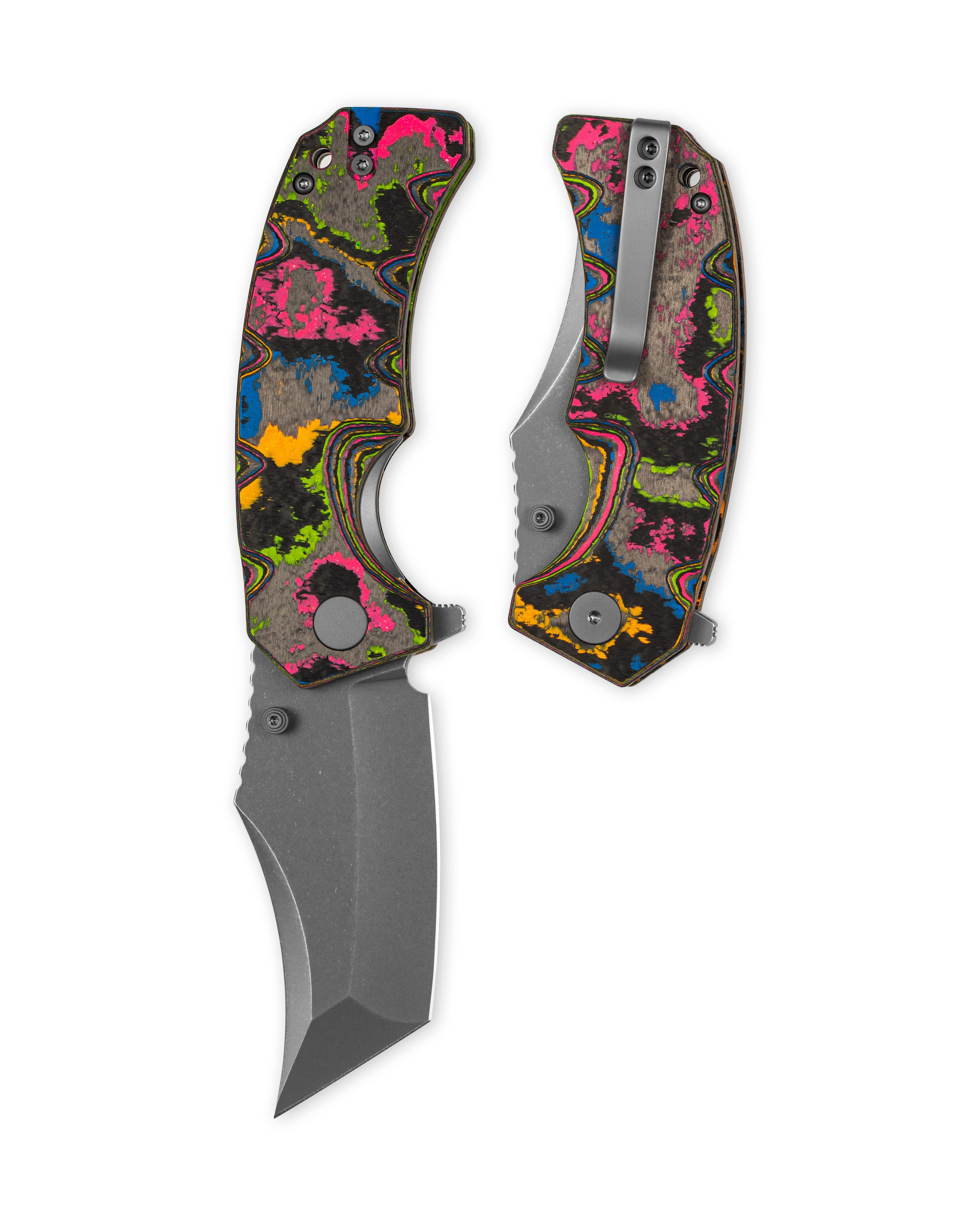 Ground Zero Tanto 80s Camo Carbon Gray PVD D2 Hollow Ground