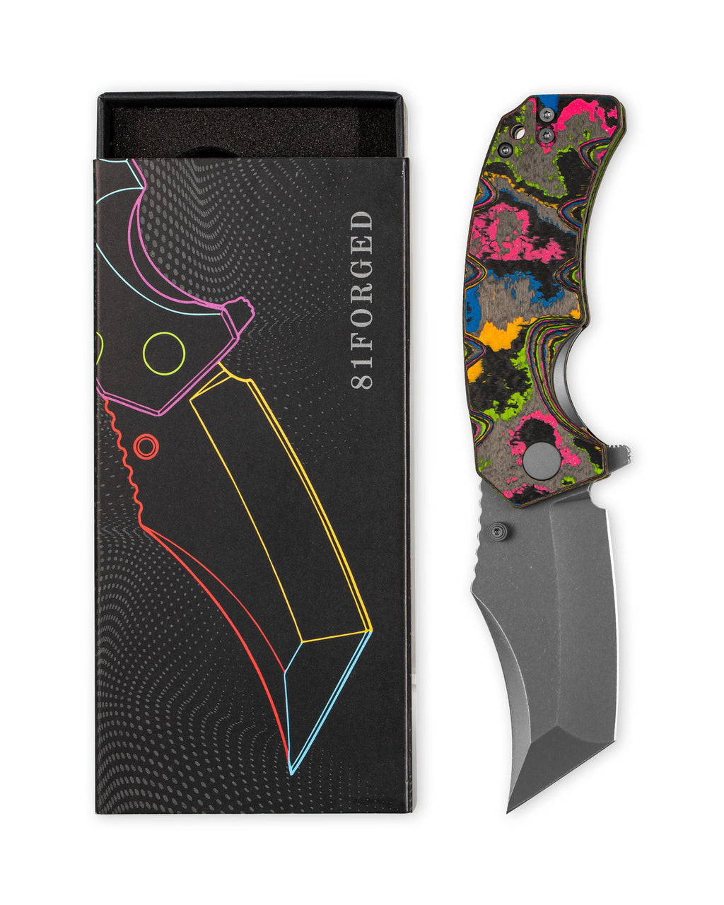 Ground Zero Tanto 80s Camo Carbon Gray PVD D2 Hollow Ground