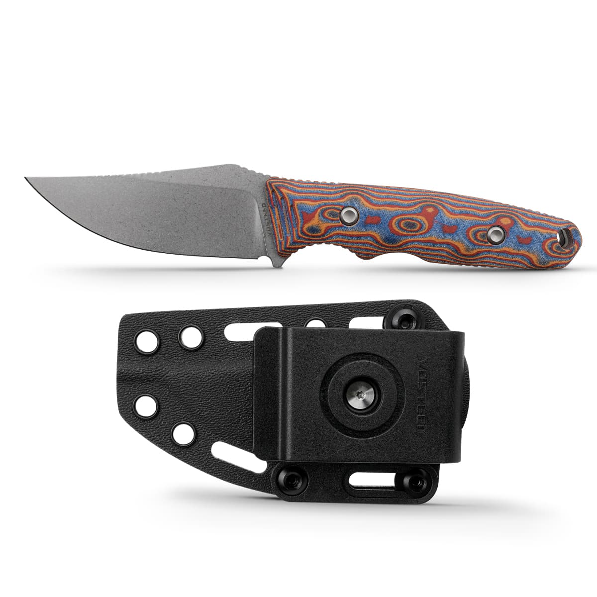 Vosteed H-Back - Fixed Blade Knife (2.92" Nitro-V Blade & Micarta Handle) With S.O.A.R. Clip - D0406