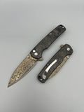 KLAKEN Copper Damascus Button Lock Carbon Fiber Handle J380-C