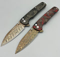 KLAKEN Copper Damascus Button Lock Carbon Fiber Handle J380-C