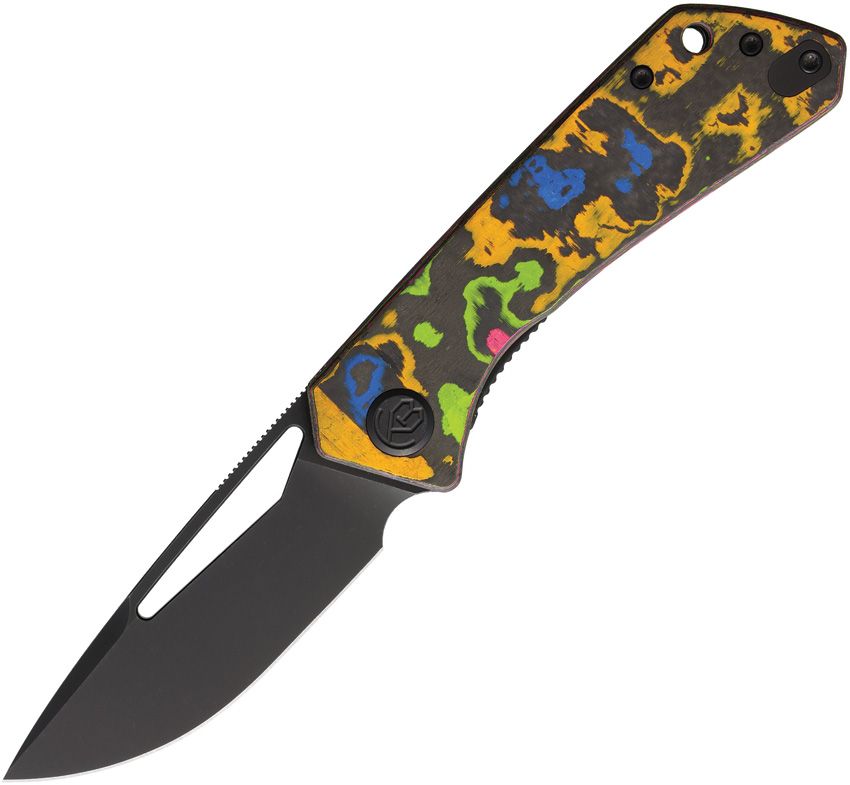 KB Thalia Pocket Folding Knife 80's Camo Carbon Handle 3.27'' Blackwash M390 Blade KB331A