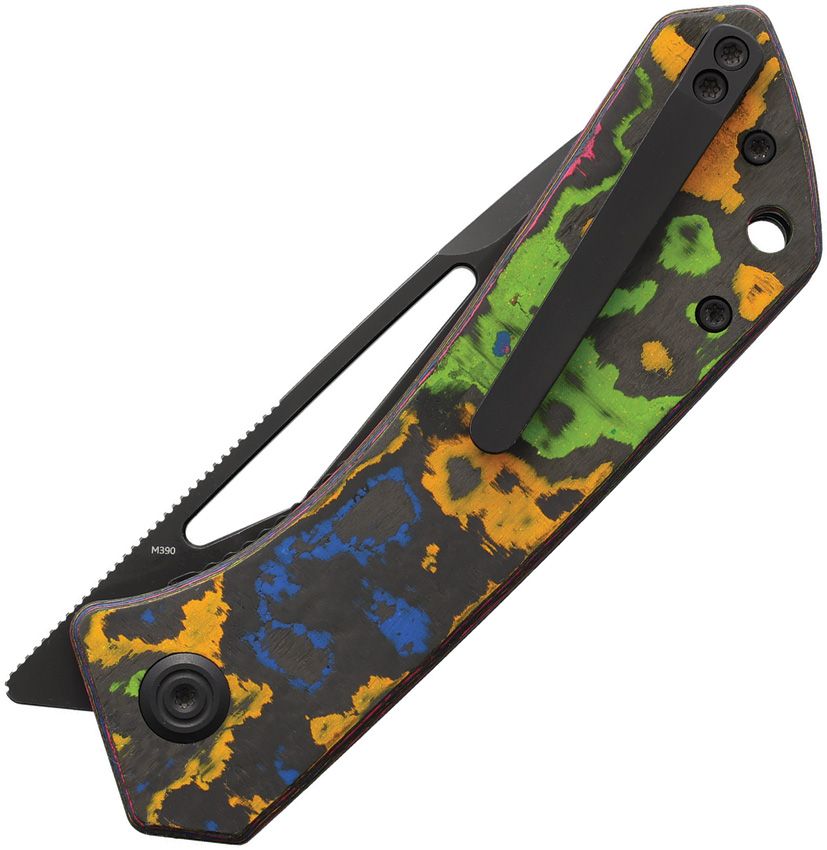 KB Thalia Pocket Folding Knife 80's Camo Carbon Handle 3.27'' Blackwash M390 Blade KB331A