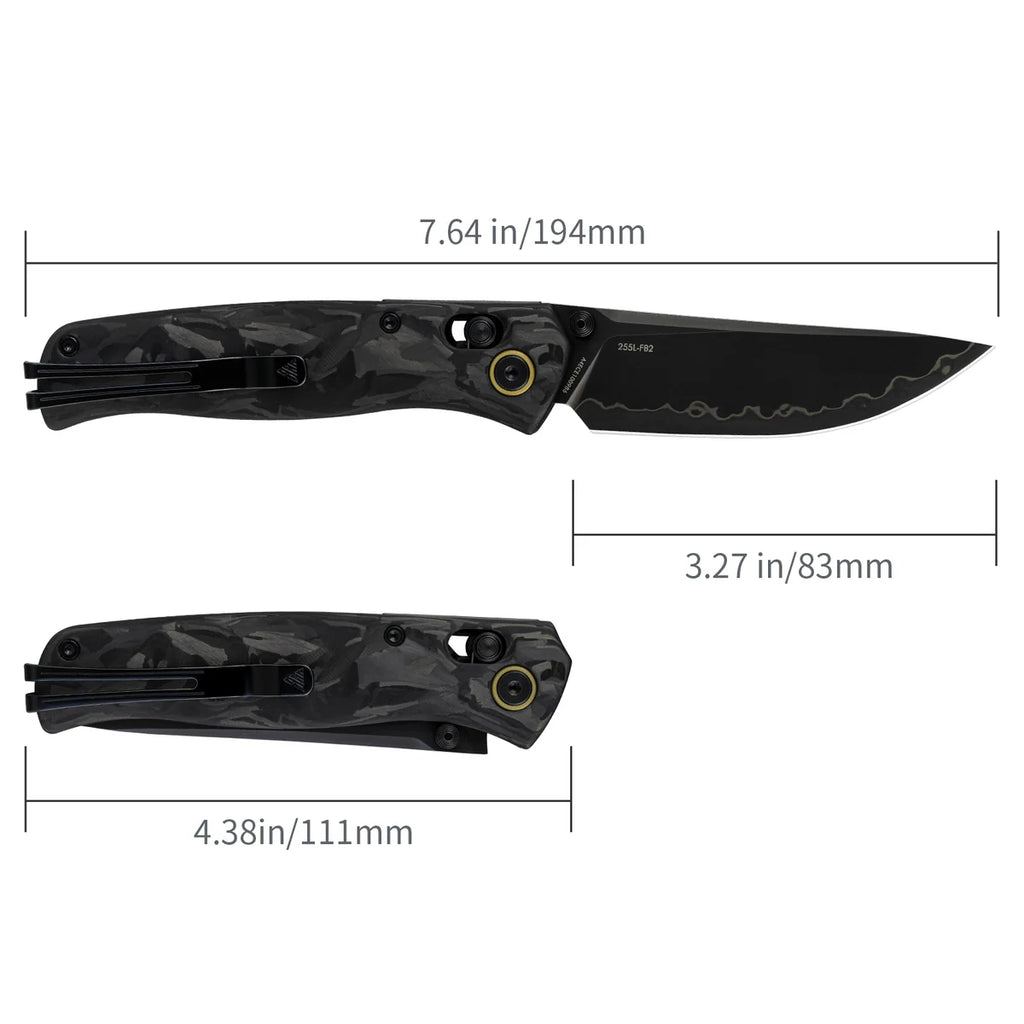 SRM Medal 255L-FB2 (3.2” Laminated 140Cr Steel Blade, Carbon-fiber Handle)