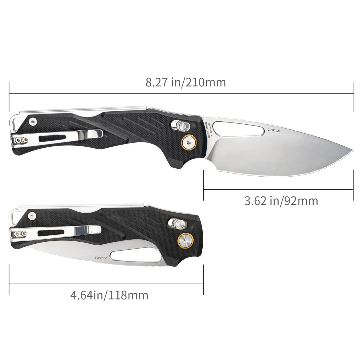 SRM Mirage 239X-GB (3.62" 14C28N Blade, G10 Handle)